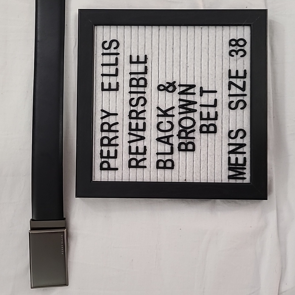 PERRY ELLIS Black / Brown Belt Reversible with solid buckle Sz 38W